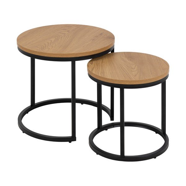 Apaļi sānu galdiņi ar ozolkoka imitācijas galda virsmu (2 gab.) ø 45 cm Spiro – Actona-image-2