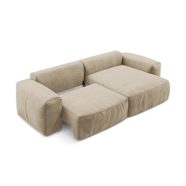 Gaiši brūns salokāms stūra dīvāns no šenila auduma (ar labo stūri/ar zvilni) Kuki – Makamii-image-4