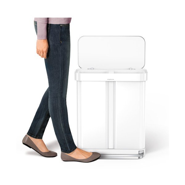Balta atkritumu šķirošanas/ar pedāli tērauda atkritumu tvertne 34+24 l Dual – simplehuman-image-4