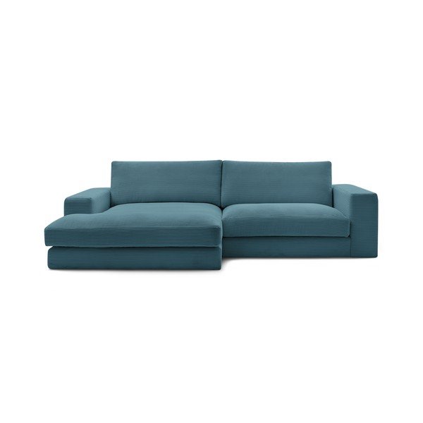Zils velveta stūra dīvāns (ar kreiso stūri/ar zvilni) Leonard – Bobochic Paris