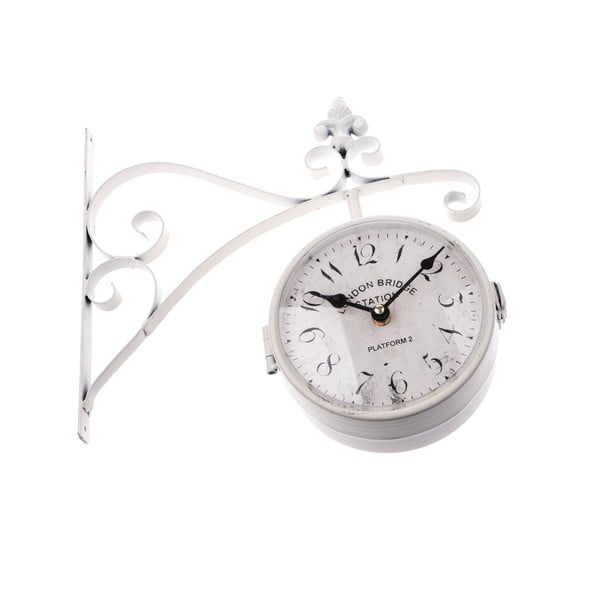 Balts piekaramais metāla divpusējais pulkstenis Dakls