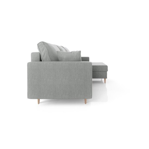 Pelēks izlaižamais stūra dīvāns ar uzglabāšanas vietu Mazzini Sofas Aubrieta, labais stūris-image-4