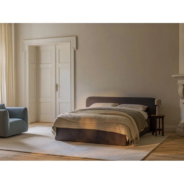 Melna polsterēta divvietīga gulta ar veļas kasti un redelēm 140x200 cm Elizabeth – Micadoni -image-1