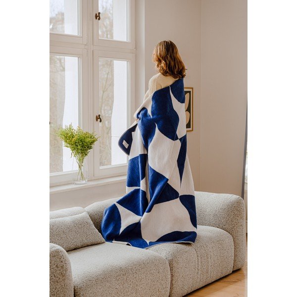 Zils/krēmkrāsas pleds 150x200 cm Tul – noo.ma-image-1