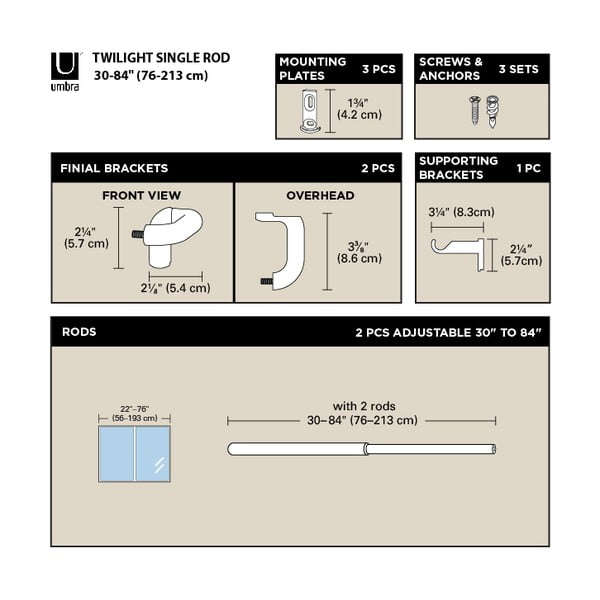 Tērauda pagarināma aizkaru stanga 76–213 cm Twilight – Umbra-image-4