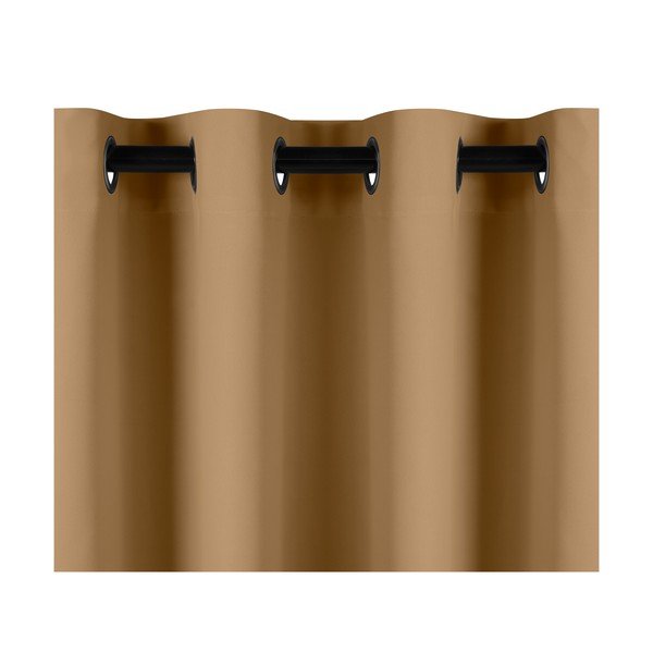 Sinepju brūns aptumšojošs aizkars AmeliaHome Eyelets Mustard, 140 x 245 cm-image-1