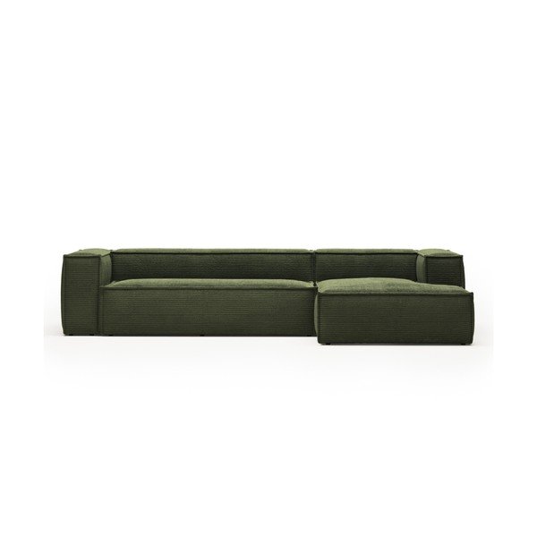 Zaļš velveta stūra dīvāns (ar labo stūri/ar zvilni) Blok – Kave Home