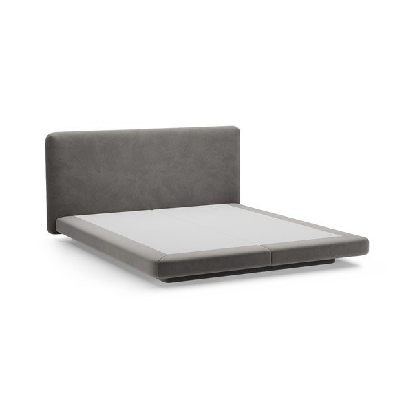 Tumši pelēka polsterēta divvietīga gulta 180x200 cm Linea – Micadoni -image-2