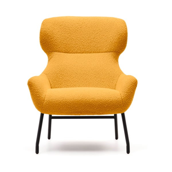 Sinepju dzeltens atpūtas krēsls no buklē auduma Belina – Kave Home