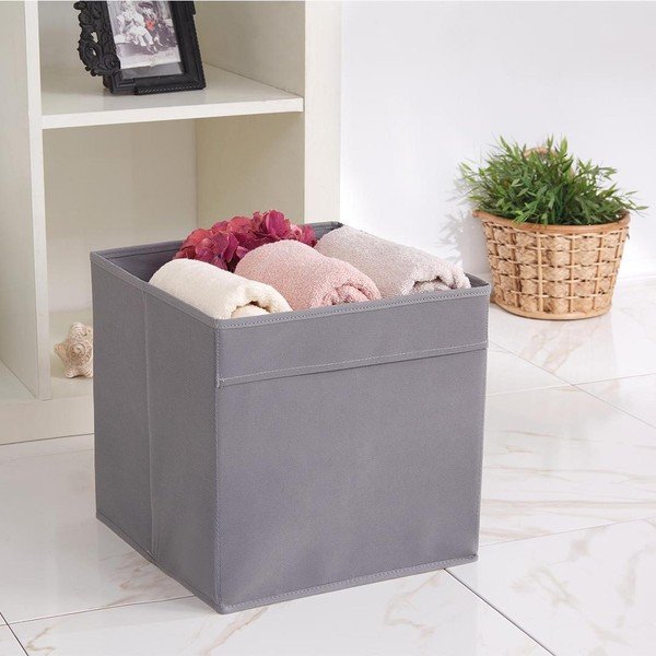 Pelēka tekstila uzglabāšanas kaste 30x30x30 cm – Mioli Decor-image-1