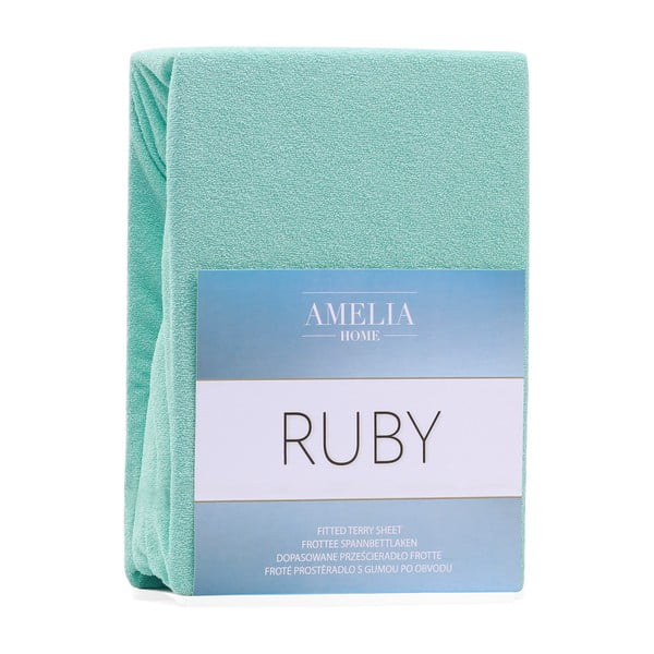 Piparmētru zaļš elastīgs palags ar augstu kokvilnas saturu AmeliaHome Ruby, 80/90 x 200 cm-image-2