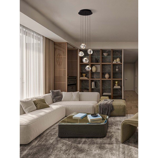 Matēti melna metāla LED piekaramā lampa ar regulējamu spilgtumu ar akrila stikla abažūru ø 30 cm Ifos – Nova Luce-image-2