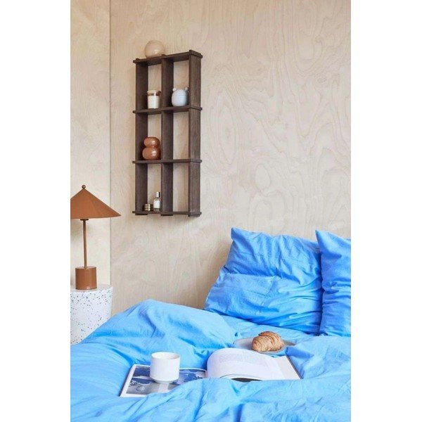 Tumša dabīga toņa daudzlīmeņu oša masīvkoka sienas plaukts 42,5 cm Grid – OYOY Living Design-image-2