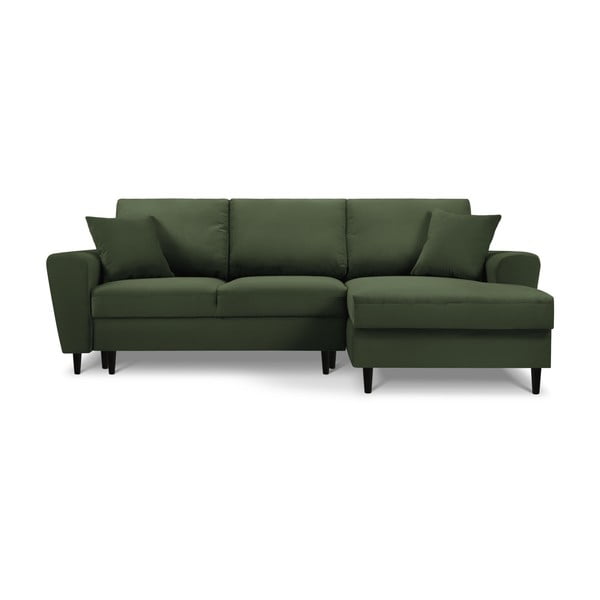 Zaļš velveta salokāms stūra dīvāns ar uzglabāšanas vietu (ar labo stūri/ar zvilni) Kyoto – Cosmopolitan Design