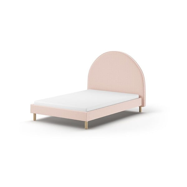 Rozā polsterēta vienvietīga gulta ar redelēm 140x200 cm MOON – Vipack