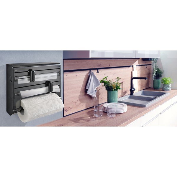 Melns plastmasas sienas folijas un papīra dvieļu turētājs Parat – LEIFHEIT-image-1