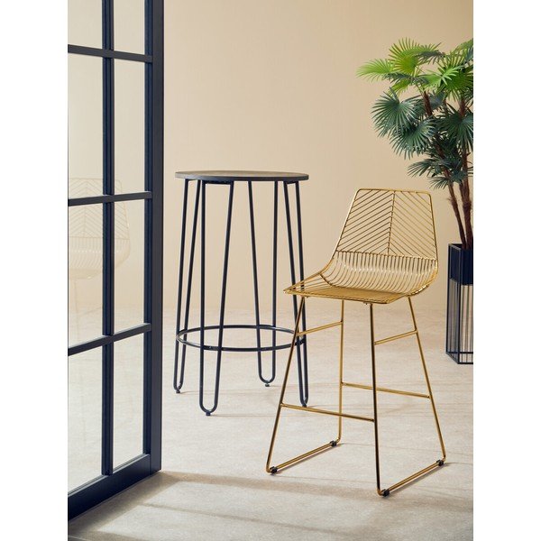 Zelta krāsas metāla bāra krēsls District – Premier Housewares-image-3