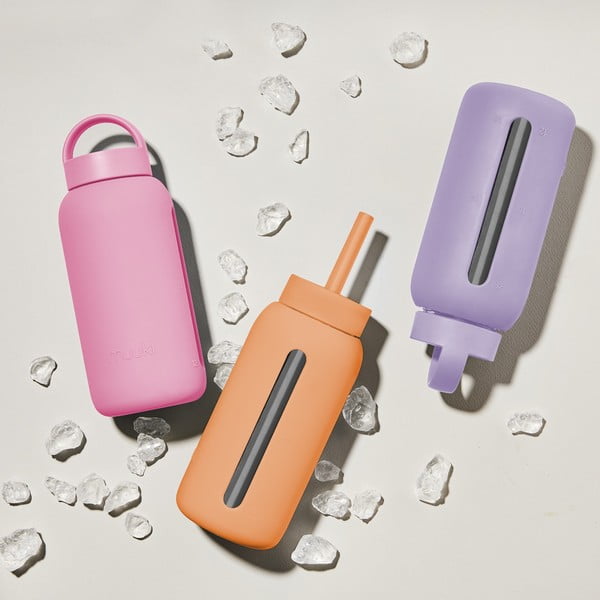 Silikona salmiņš ar tīrīšanas birstīti un vāku  Tropical Papaya – Muuki-image-2