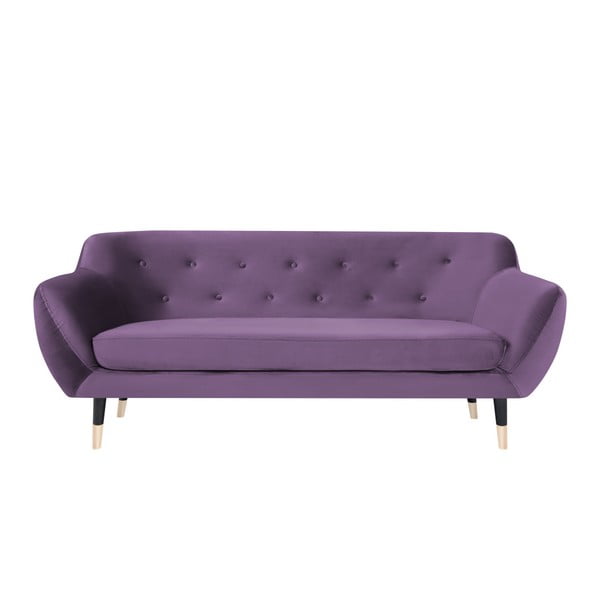Violets dīvāns ar melnām kājām Mazzini Sofas Amelie, 188 cm