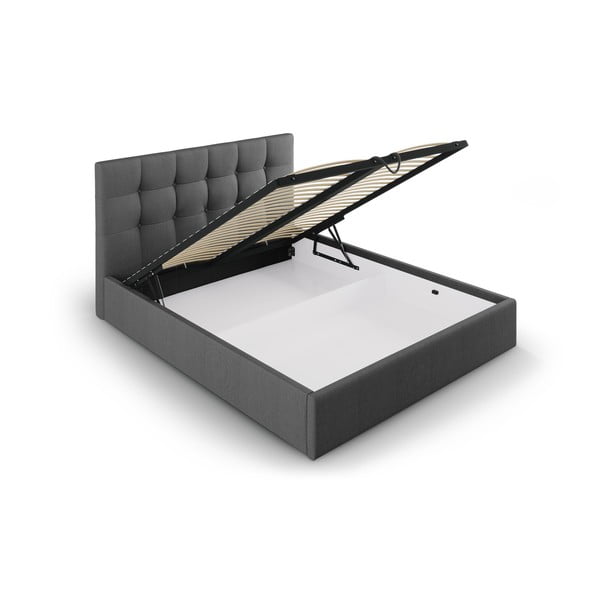 Tumši pelēka divguļamā gulta Mazzini Beds Nerin, 180 x 200 cm-image-3