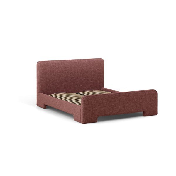 Rozā polsterēta divvietīga gulta ar redelēm 160x200 cm Eda – Micadoni -image-1