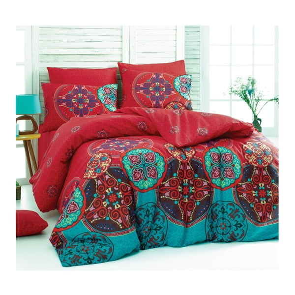 Krāsaina divvietīga gultasveļa ar kokvilnas maisījumu Indija, 220 x 220 cm