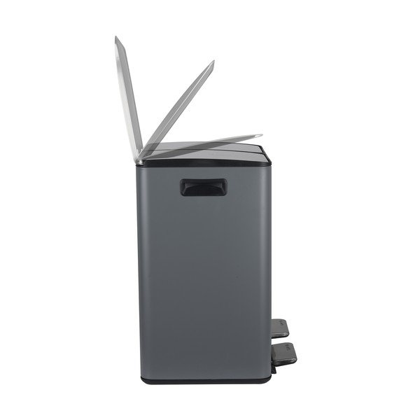 Tumši pelēka atkritumu šķirošanas tērauda atkritumu tvertne ar pedāli 2x20 l   Aliya – Spirella-image-3