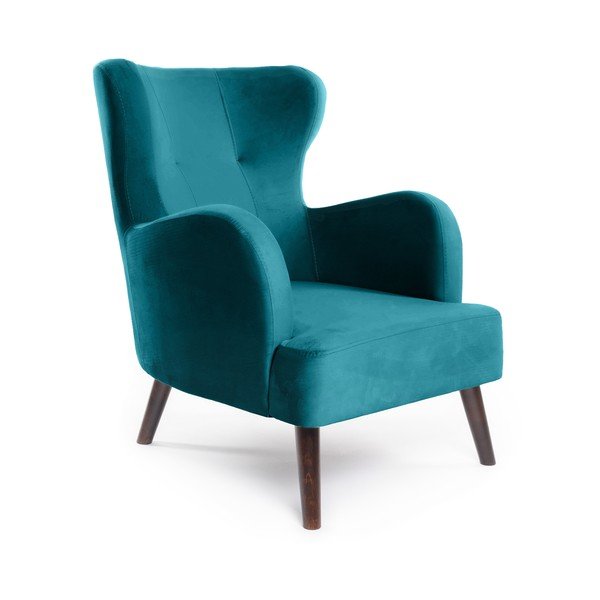 Tirkīzzils samta atpūtas krēsls ar atzveltni Noemye – Bonami Selection