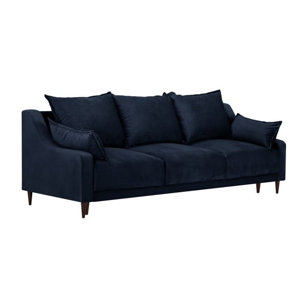 Tumši zils samta dīvāns ar veļas kasti Mazzini Sofas Freesia, 215cm