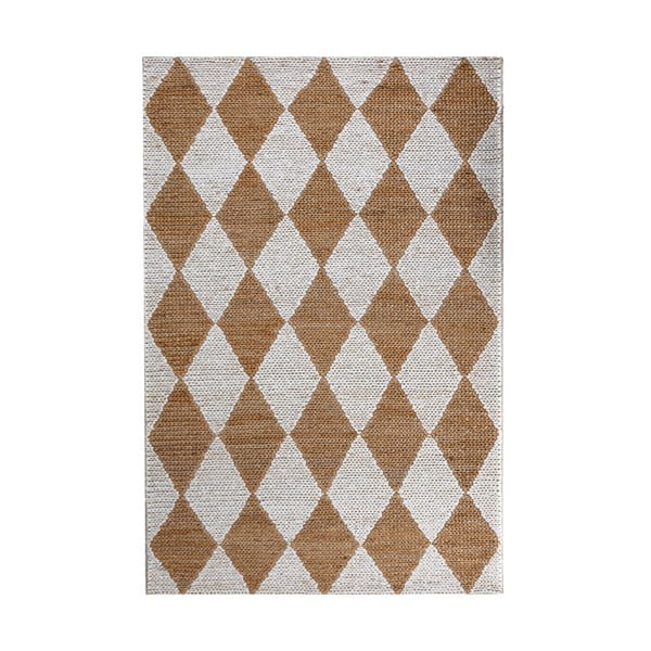 Balts/dabīga toņa ar rokām darināts paklājs no džutas maisījuma 120x170 cm Effie Diamond – Flair Rugs