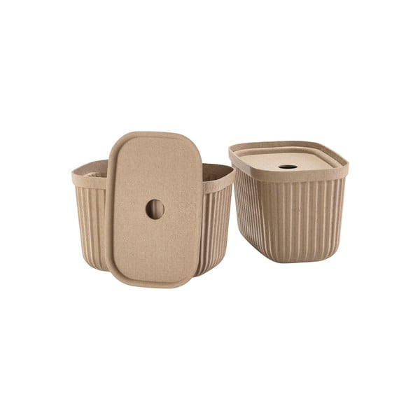 Gaiši brūnas uzglabāšanas kastes (2 gab.) ar vāku 23x16x20,5 cm Pulp – Zone-image-2