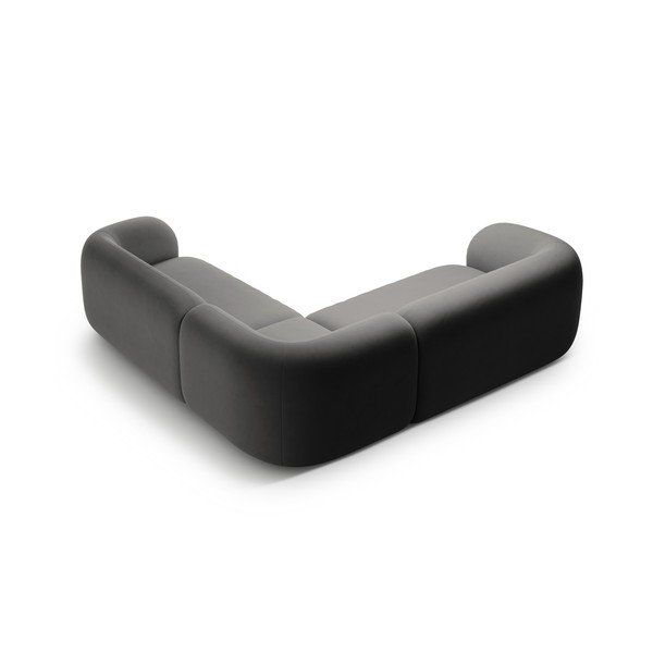 Tumši pelēks samta stūra dīvāns Kate – Micadoni -image-2