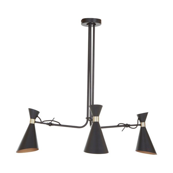 Melna/zelta krāsas metāla piekaramā lampa ar metāla abažūru Linox – Premier Housewares-image-3