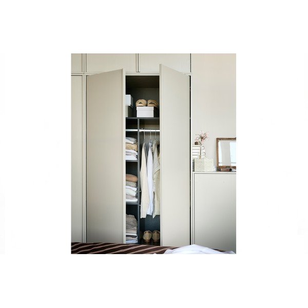 Krēmkrāsas priedes masīvkoka moduļu drēbju skapis 100x200 cm Daily – vtwonen-image-1