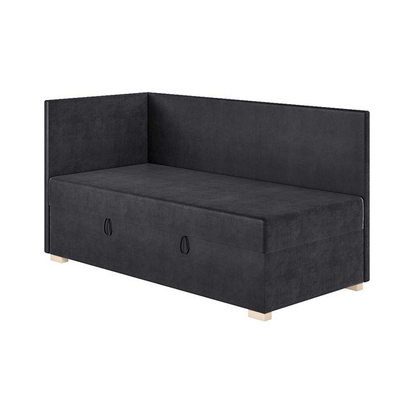 Tumši zila stūra bērnu gulta ar veļas kasti ar matraci 90x200 cm Flexi – Ghado-image-4