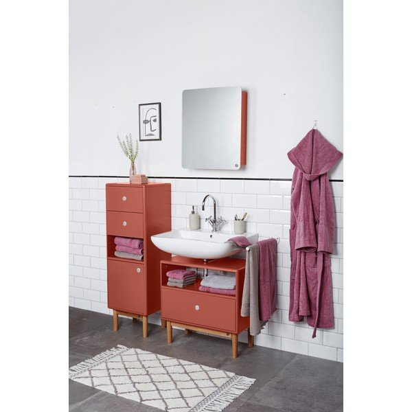 Sarkans vannasistabas sienas skapītis ar spoguli Tom Tailor Color Bath-image-1