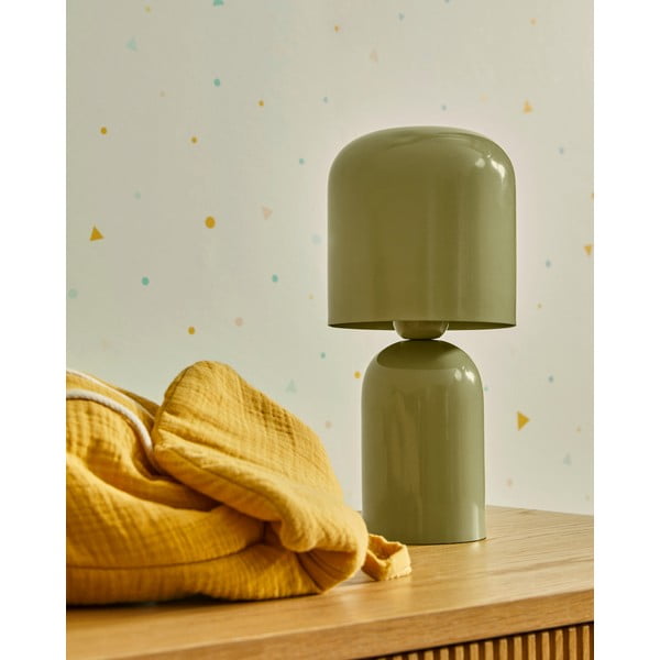 Zaļa galda lampa ar metāla abažūru (augstums 28 cm) Monze – Kave Home-image-2