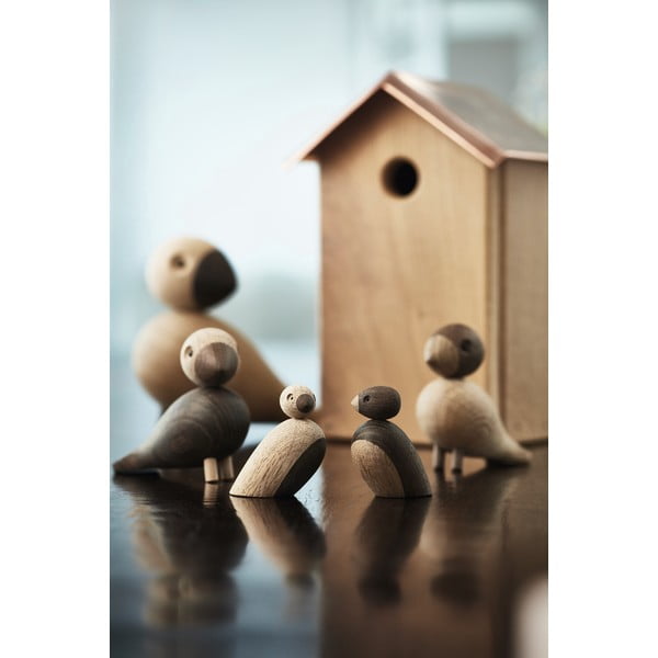 Ozola masīvkoka statuetes (2 gab.) Kay Bojesen Denmark Pair of Sparrows-image-2