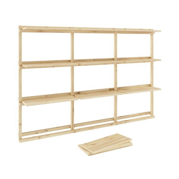 Dabīga toņa priedes masīvkoka sienas grāmatplaukts 192x127 cm Groove – Karup Design-image-4