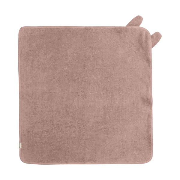 Rozā/brūns kokvilnas bērnu dvielis ar kapuci 75x75 cm Rabbit – Kindsgut-image-2