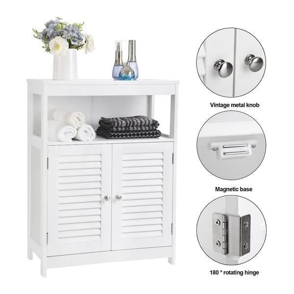 Balts skapis ar plauktu un durvīm Songmics, augstums 80 cm-image-3