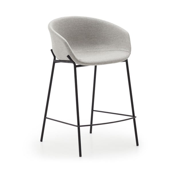 Gaiši pelēki bāra krēsli (2 gab.) (sēdekļa augstums 65 cm) Yvette – Kave Home