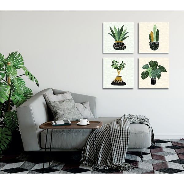 Gleznas (4 gab.) 30x30 cm Plants – Wallity-image-1