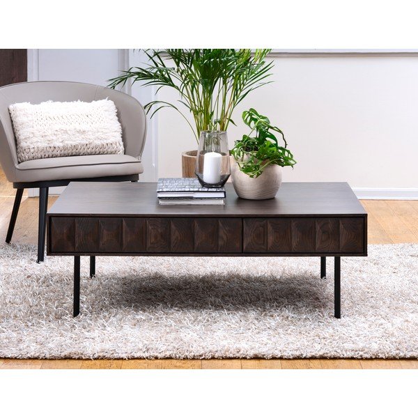 Tumši brūns žurnālgaldiņš ar ozolkoka imitācijas galda virsmu 71x117 cm Latina – Unique Furniture-image-1