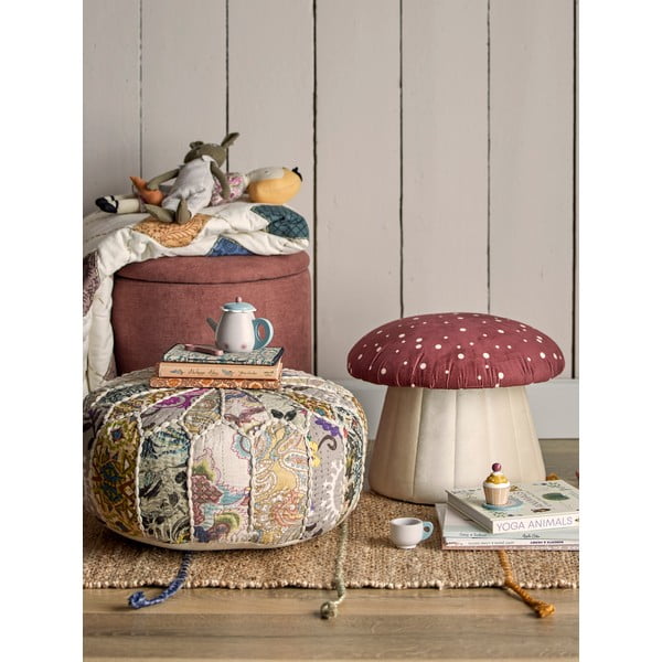 Sarkans/balts samta pufs bērniem Lue – Bloomingville Mini-image-4