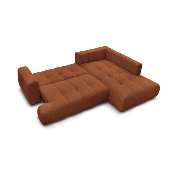 Ķieģeļu sarkans salokāms/ar uzglabāšanas vietu stūra dīvāns (ar labo stūri/L veida) Fuji – Bobochic Paris-image-4