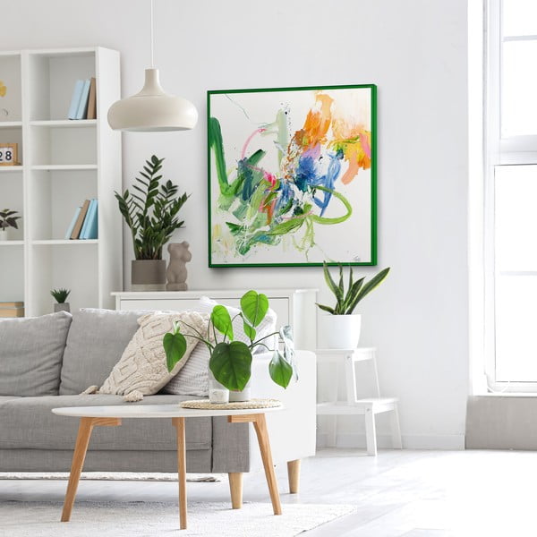 Attēls ar manuāli gleznotiem elementiem 102x102 cm Confidential Green – Malerifabrikken-image-1