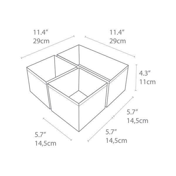3 pelēku uzglabāšanas kastu komplekts Bigso Box of Sweden Drawer-image-3