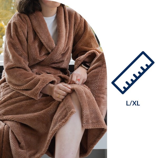 Brūns mikroplīša halāts L/XL Pippa – Tiseco Home Studio-image-4