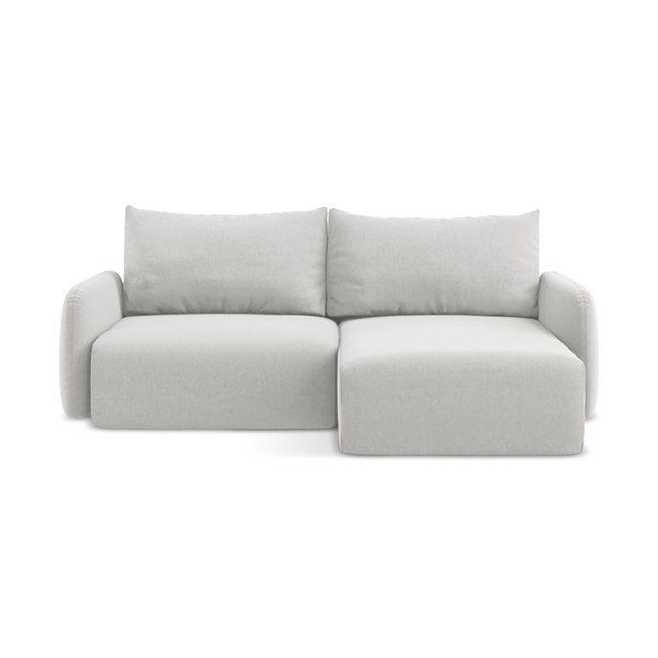 Gaiši pelēks samta salokāms stūra dīvāns ar uzglabāšanas vietu (ar labo stūri/ar zvilni) Kalena – Makamii